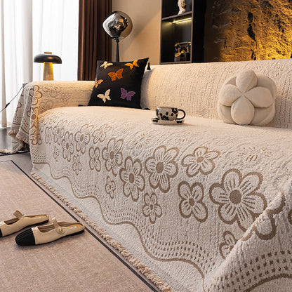Sofadecke mit Blumen-Jacquard-Quaste - image 1