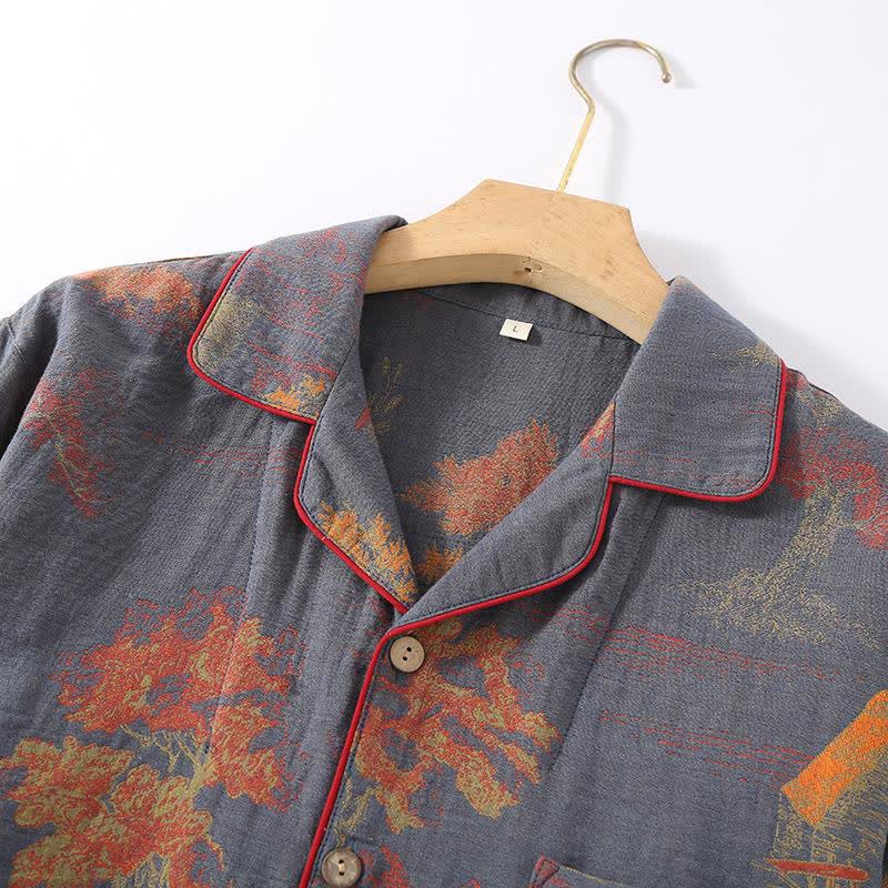 Loungewear-Set aus Jacquard-Baumwolle im Retro-Baum-Design - image 4