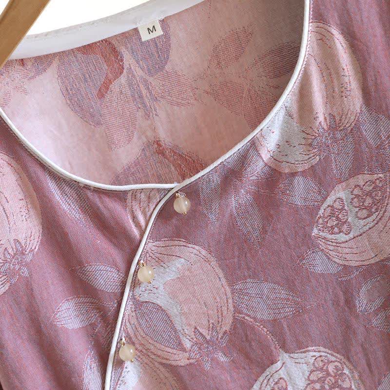 Vintage Granatapfel Baumwollgaze Loungewear Set - image 5