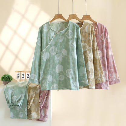 Vintage Granatapfel Baumwollgaze Loungewear Set - image 1