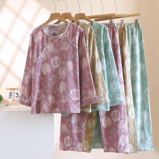 Vintage Granatapfel Baumwollgaze Loungewear Set - image 0