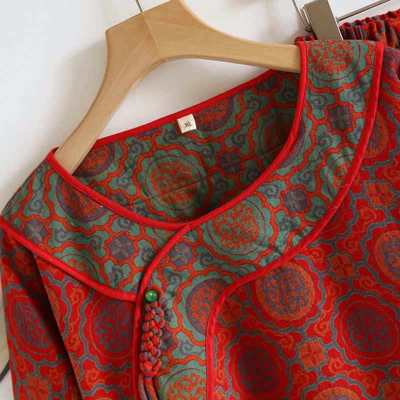 Orientalisches Retro-Loungewear-Set aus Baumwolle mit Quasten - image 4