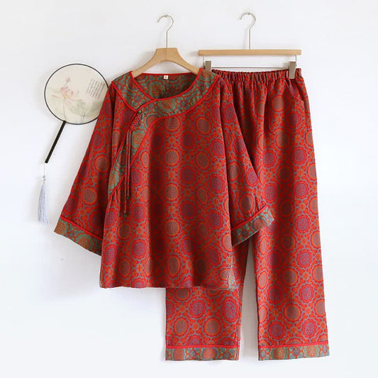 Orientalisches Retro-Loungewear-Set aus Baumwolle mit Quasten - XL - image 0