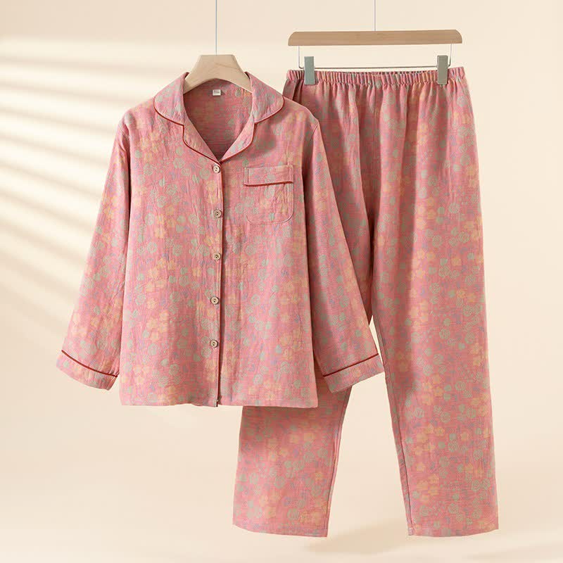 Loungewear-Set aus natürlicher Baumwollgaze in Rosa - Rosa - XXL - image 1