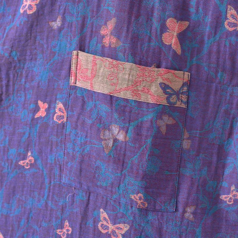 Kimono-Bademantel aus Baumwollgaze mit Schmetterlingsmuster - image 8