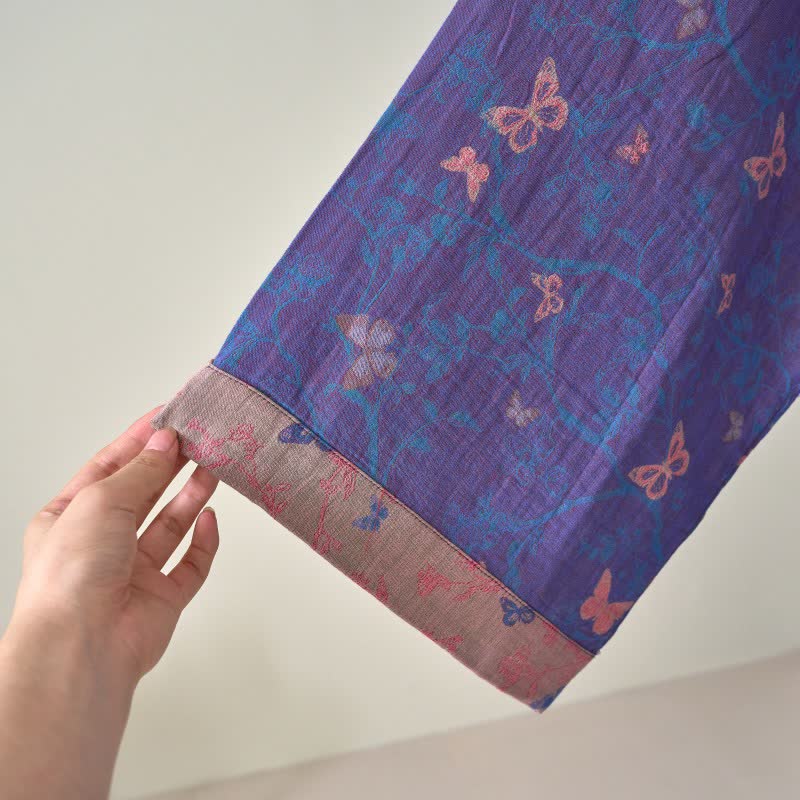 Kimono-Bademantel aus Baumwollgaze mit Schmetterlingsmuster - image 7