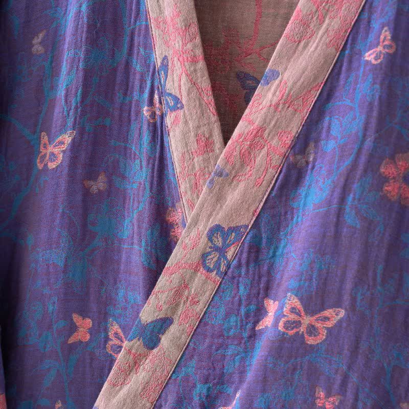 Kimono-Bademantel aus Baumwollgaze mit Schmetterlingsmuster - image 5
