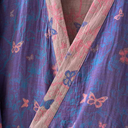 Kimono-Bademantel aus Baumwollgaze mit Schmetterlingsmuster - image 5