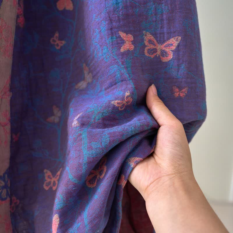 Kimono-Bademantel aus Baumwollgaze mit Schmetterlingsmuster - image 9
