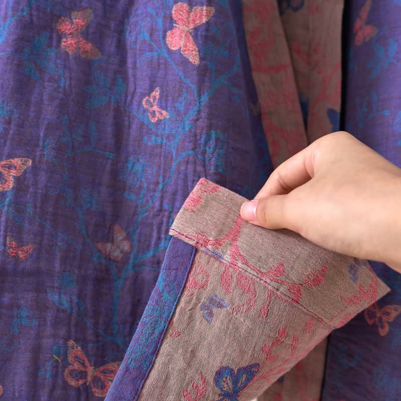 Kimono-Bademantel aus Baumwollgaze mit Schmetterlingsmuster - image 10