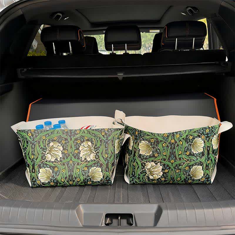 Abnehmbarer Aufbewahrungsbehälter mit Retro-Blumenranken - 2 STÜCKE - 9" B x 13"L x 9" H - image 0