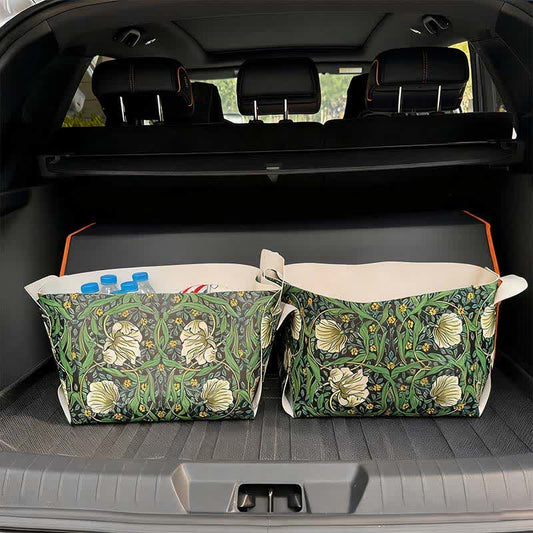 Abnehmbarer Aufbewahrungsbehälter mit Retro-Blumenranken - 2 STÜCKE - 9" B x 13"L x 9" H - image 0