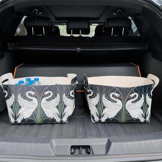 Großraum-Aufbewahrungsbehälter aus Leder „Rural Swan“ - 2 STÜCKE - 9" B x 13"L x 9" H - image 0