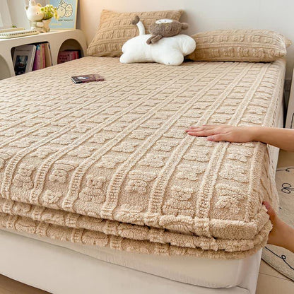 Warmes Spannbettlaken aus gestreiftem Bärenfleece - Khaki - 2 Kissenbezüge - 48cm x 74cm - image 11