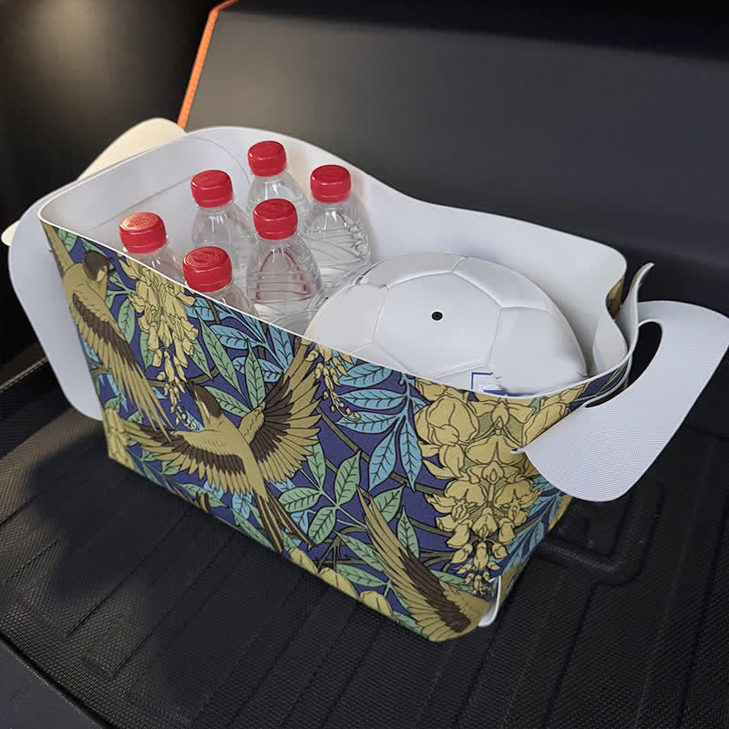 Wasserdichter Aufbewahrungsbehälter aus Leder mit Blumenmuster und Vogelmotiv - image 4