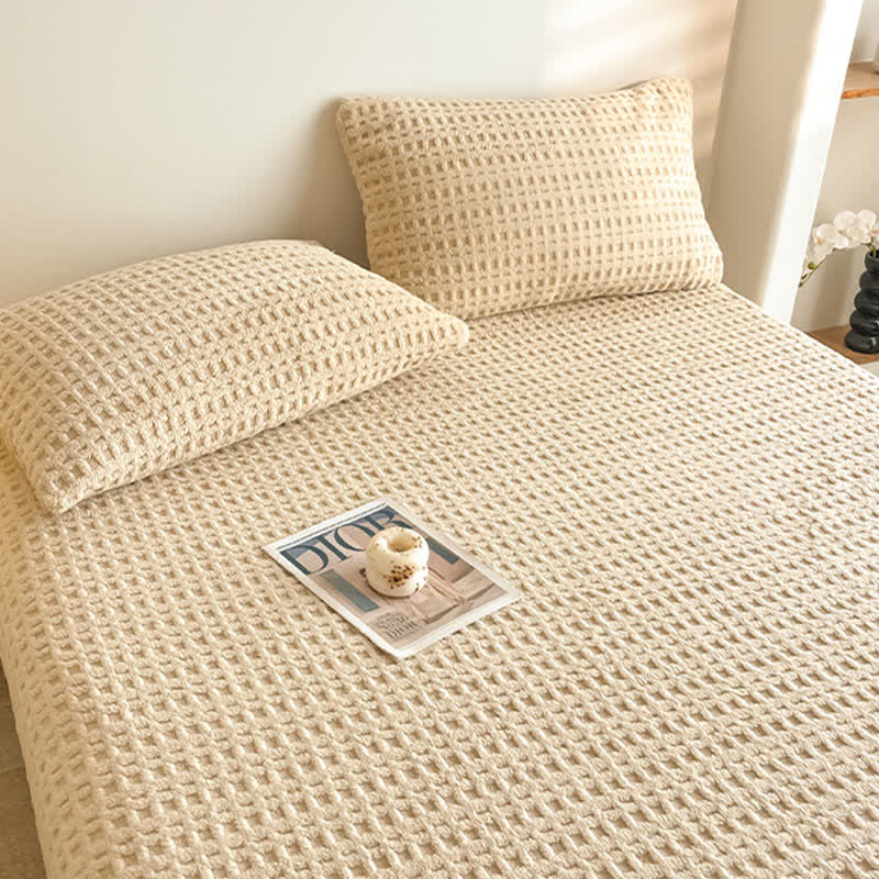 Warmes Spannbettlaken aus Fleece mit Waffelstruktur - image 7