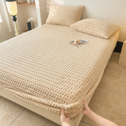 Warmes Spannbettlaken aus Fleece mit Waffelstruktur - image 4