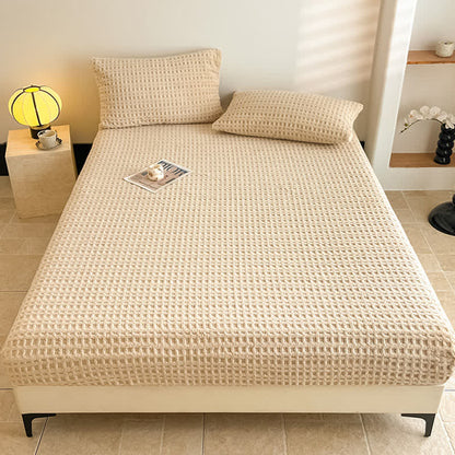 Warmes Spannbettlaken aus Fleece mit Waffelstruktur - image 2