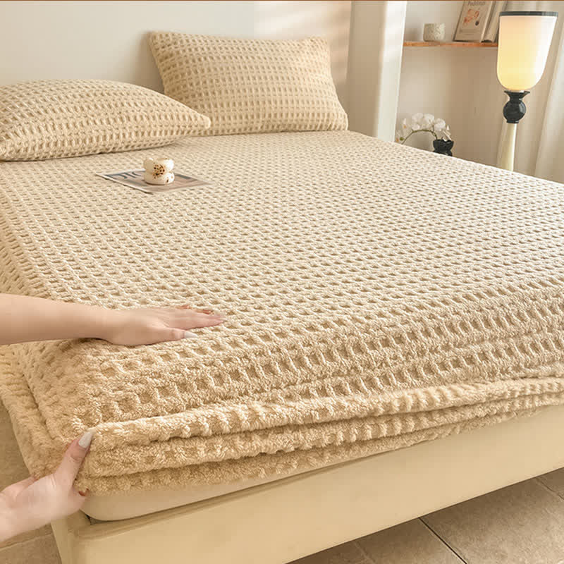 Warmes Spannbettlaken aus Fleece mit Waffelstruktur - image 6