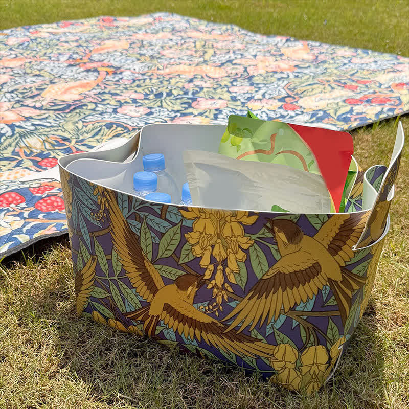 Wasserdichter Aufbewahrungsbehälter aus Leder mit Blumenmuster und Vogelmotiv - image 3