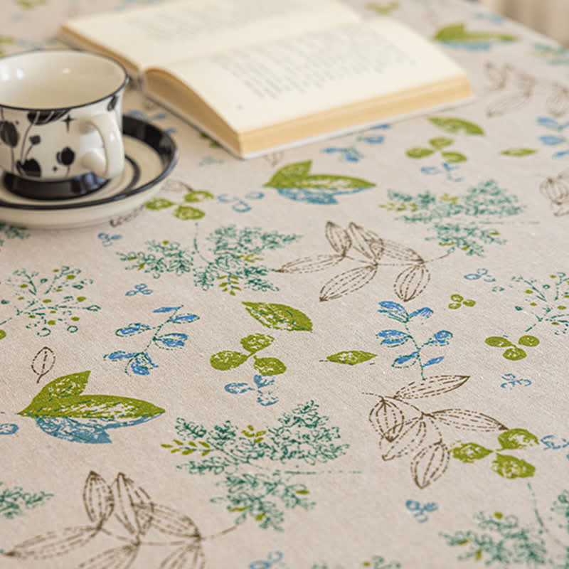 Tischdecke mit Quasten und frischem Blattmuster - image 3