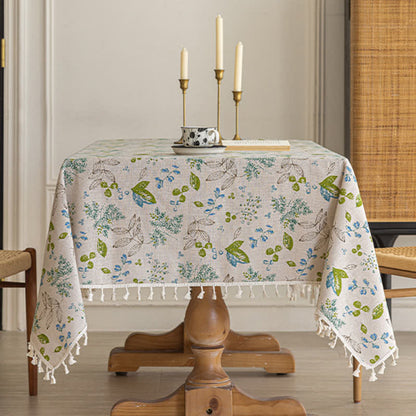 Tischdecke mit Quasten und frischem Blattmuster - image 1