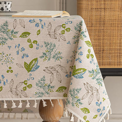 Tischdecke mit Quasten und frischem Blattmuster - image 2