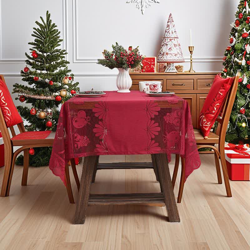 Dekorative Tischdecke mit weihnachtlicher Stickereispitze - image 2