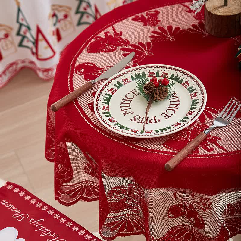 Dekorative Tischdecke mit weihnachtlicher Stickereispitze - image 9