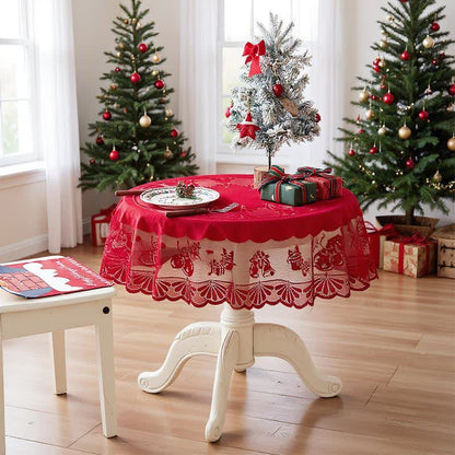 Dekorative Tischdecke mit weihnachtlicher Stickereispitze - Rund 100cm - image 5
