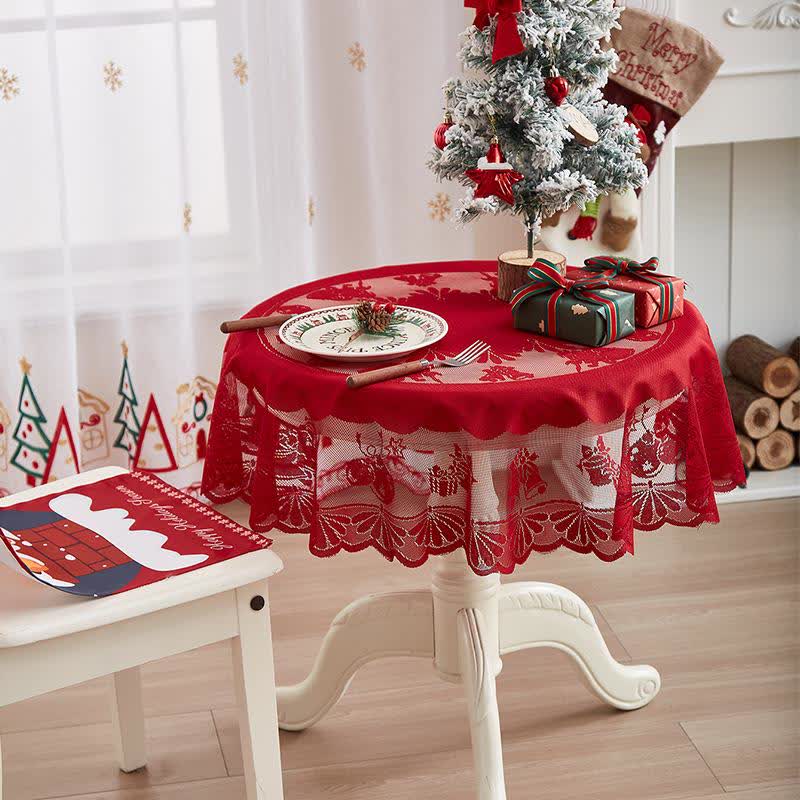 Dekorative Tischdecke mit weihnachtlicher Stickereispitze - image 7