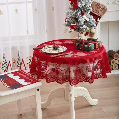 Dekorative Tischdecke mit weihnachtlicher Stickereispitze - image 7