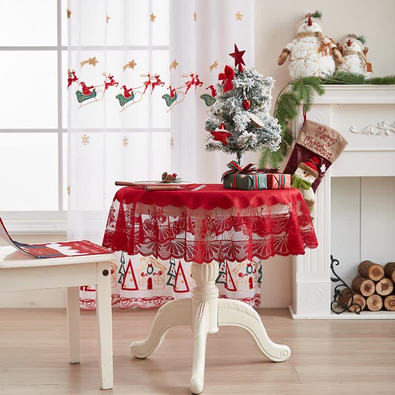 Dekorative Tischdecke mit weihnachtlicher Stickereispitze - image 6