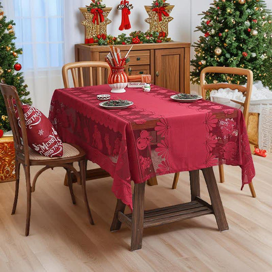 Dekorative Tischdecke mit weihnachtlicher Stickereispitze - 140cm x 260cm - image 0
