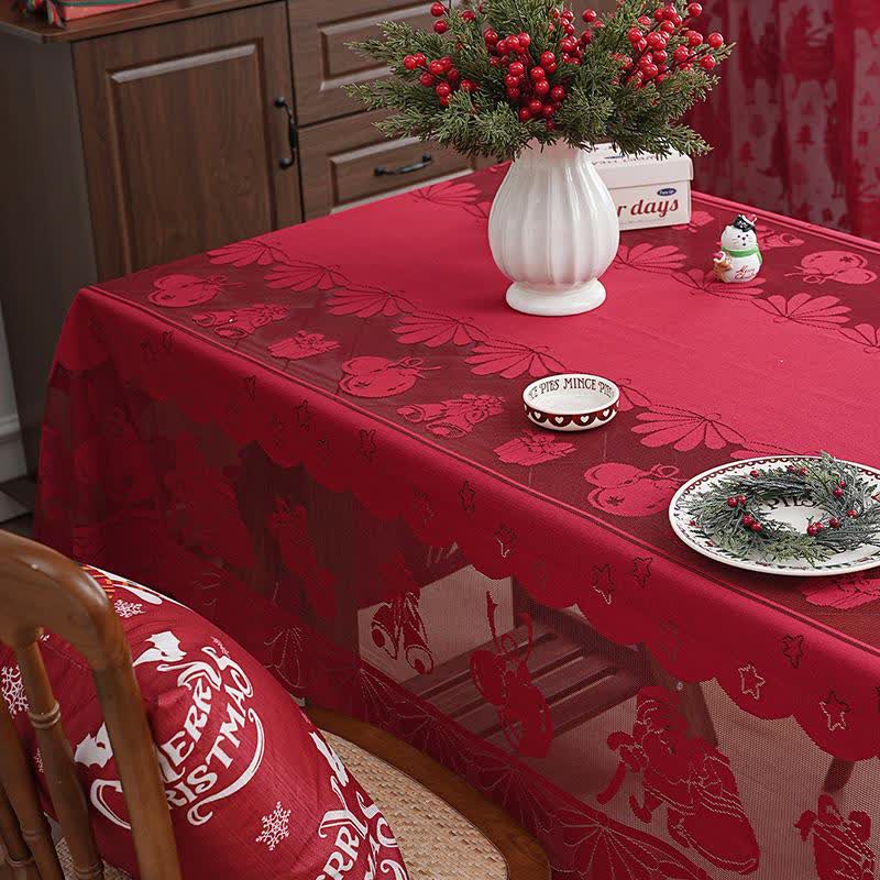 Dekorative Tischdecke mit weihnachtlicher Stickereispitze - image 3