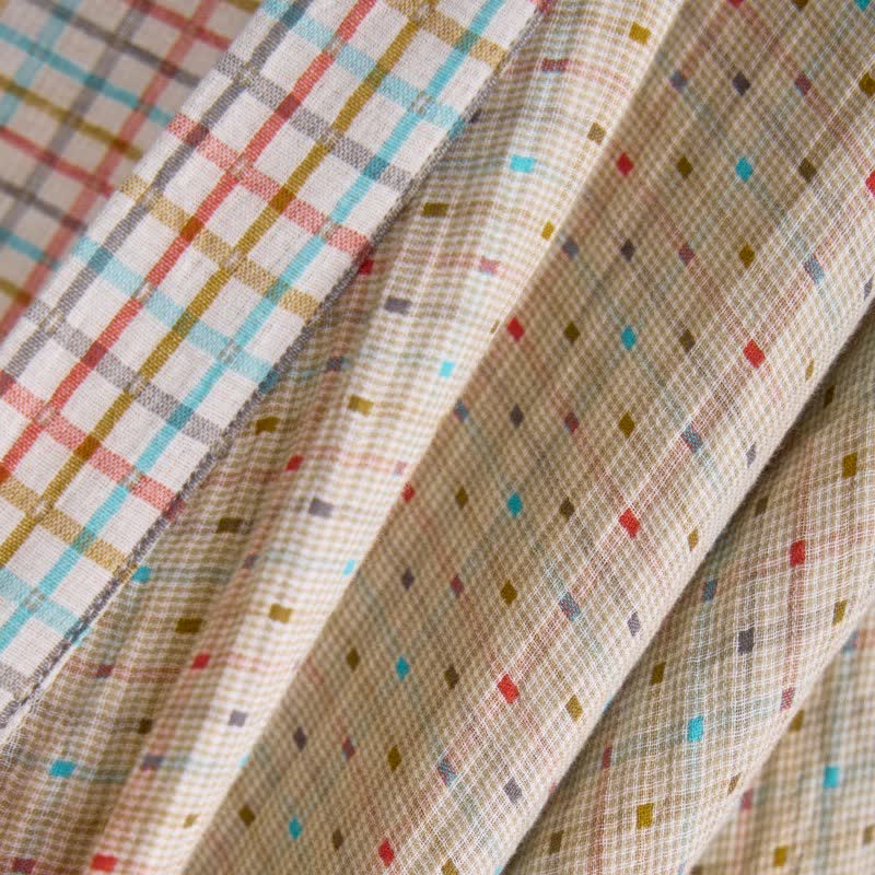 Bunter Kimono-Bademantel aus Baumwollgaze mit Gingham-Muster - image 5