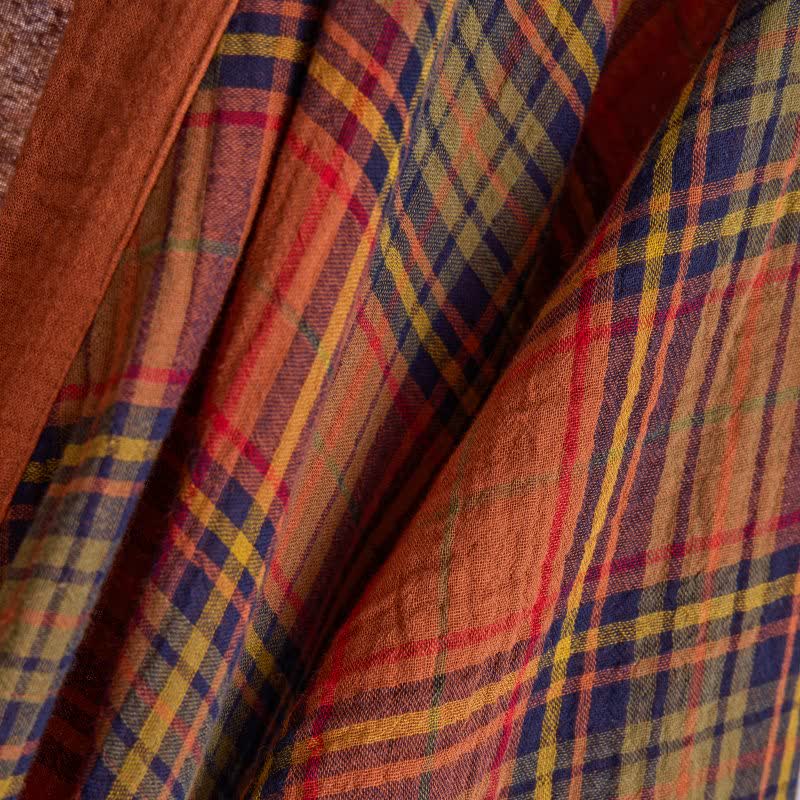 Vintage Karierte Baumwoll-Gaze-Kimono-Robe - image 5