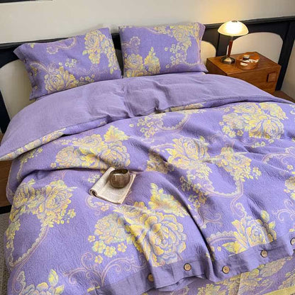 Luxuriöses Bettwäscheset aus Baumwollgaze mit Pfingstrosenmotiv (4-teilig) - image 1