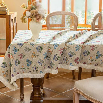 Vintage Tischdecke mit Quaste und blühendem Blumenstrauß - image 14