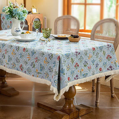 Vintage Tischdecke mit Quaste und blühendem Blumenstrauß - image 10