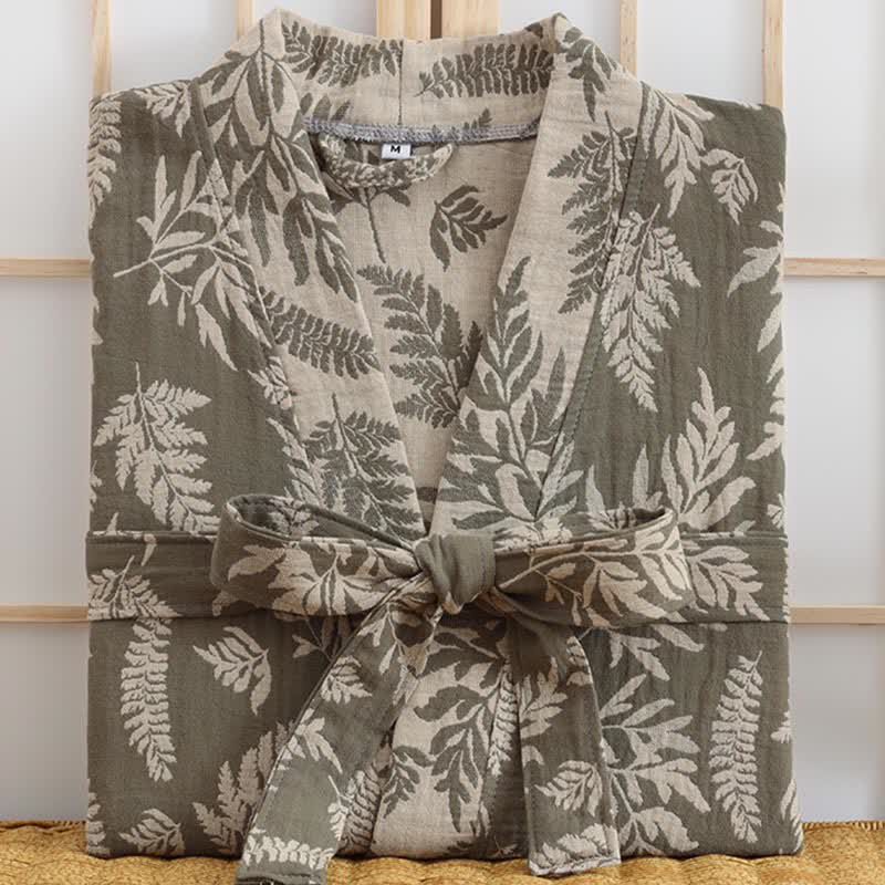 Blatt-Baumwollgaze-Kimono-Yukata-Robe - image 8