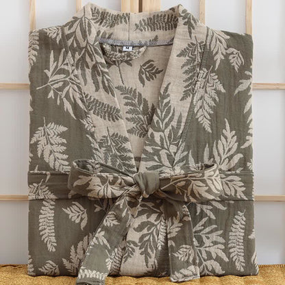 Blatt-Baumwollgaze-Kimono-Yukata-Robe - image 8