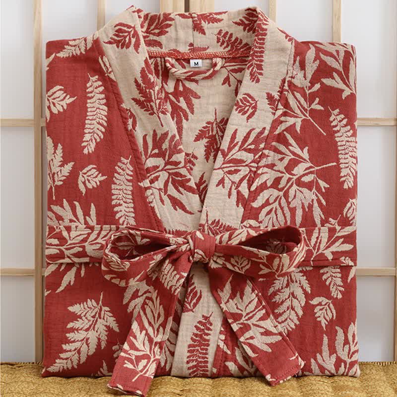 Blatt-Baumwollgaze-Kimono-Yukata-Robe - image 1
