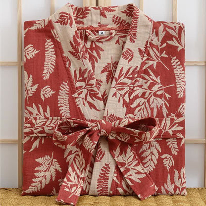 Blatt-Baumwollgaze-Kimono-Yukata-Robe - image 1