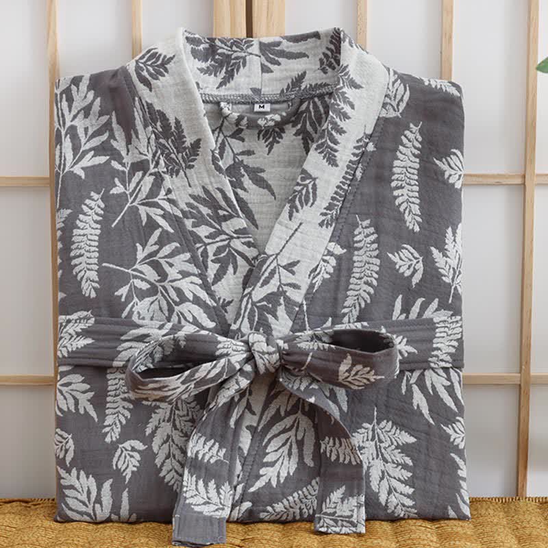 Blatt-Baumwollgaze-Kimono-Yukata-Robe - image 6