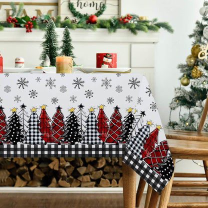 Tischdecke mit Weihnachtsbaum- und Schneeflocken-Print - image 3