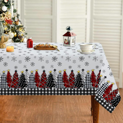 Tischdecke mit Weihnachtsbaum- und Schneeflocken-Print - image 5