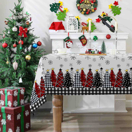 Tischdecke mit Weihnachtsbaum- und Schneeflocken-Print - 152cm x 305cm - image 0