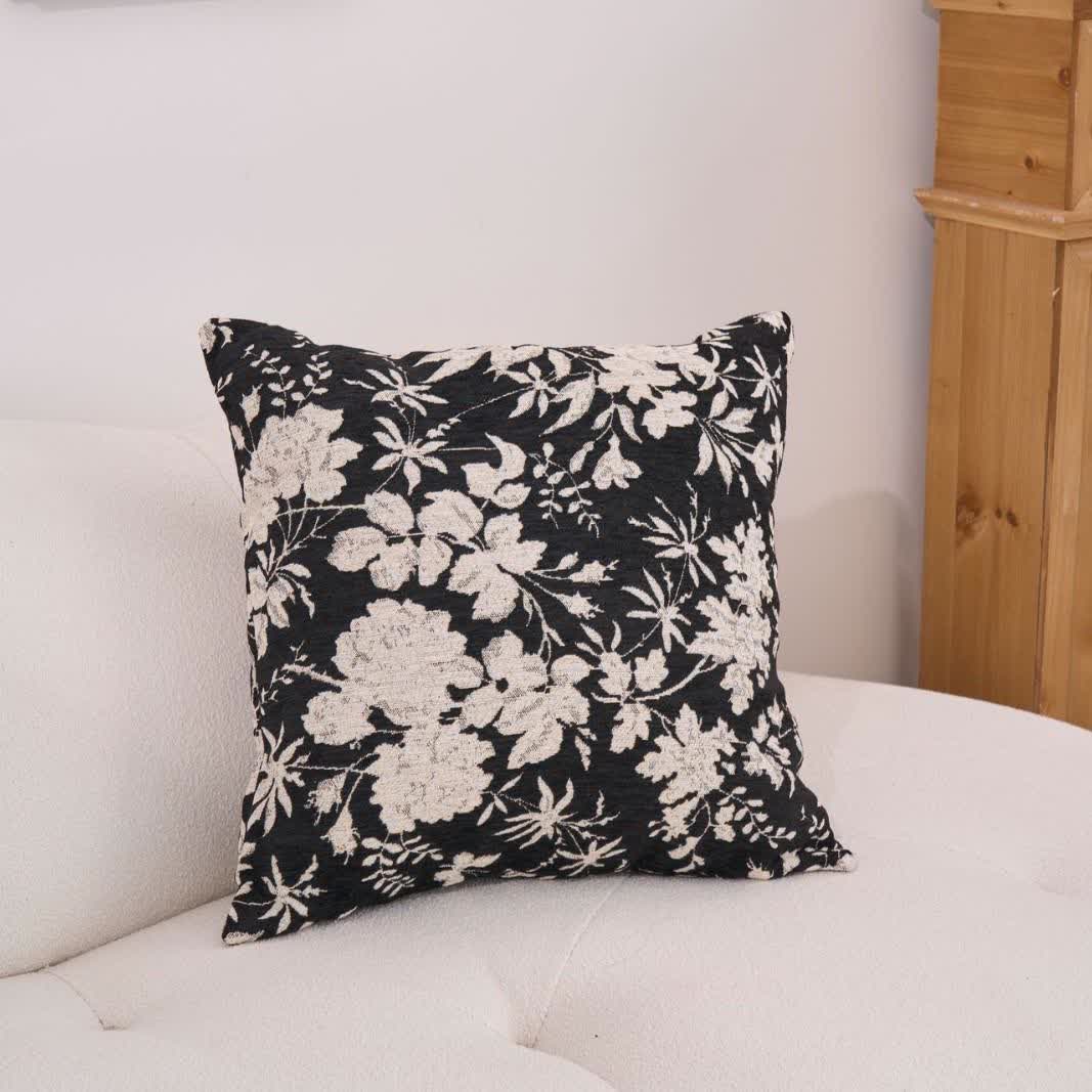 Kissen mit Blumenblatt-Motiv und Einsatz - Schwarz - 60cm x 60cm - image 5