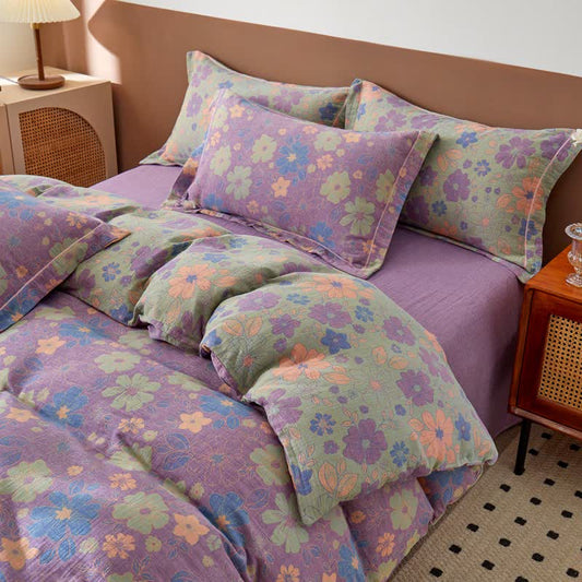 Elegante Bettwäsche aus Baumwollgaze mit Blumenmuster im Jacquard-Stil - Bettwäsche-Set - 220cm x 240cm - image 0